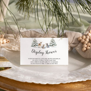 Winter Woodland Baby Animals White Display Shower Enclosure Card