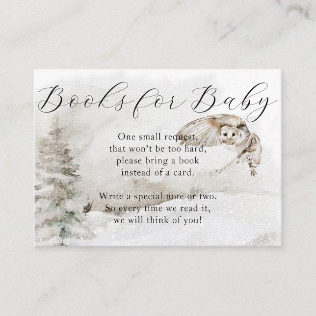 Winter Woodland Baby Boy Shower Books for Baby Enclosure Card (Front)