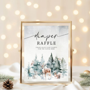 Winter Woodland Baby Cold Outside Diaper Raffle Poster