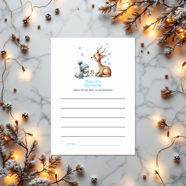 Winter Woodland Baby It’s Cold Outside Baby Shower Advice Card (Winter Woodland Baby It’s Cold Outside Baby Shower Advice Card)