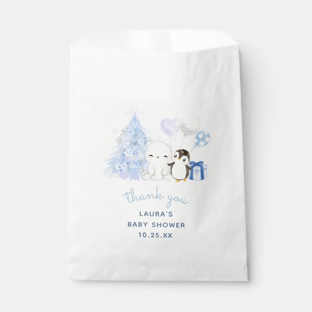 Winter woodland baby it's cold outside Baby Shower Favour Bag (Front)