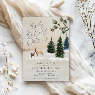 Winter Woodland Baby It's Cold Outside Baby Shower Invitation