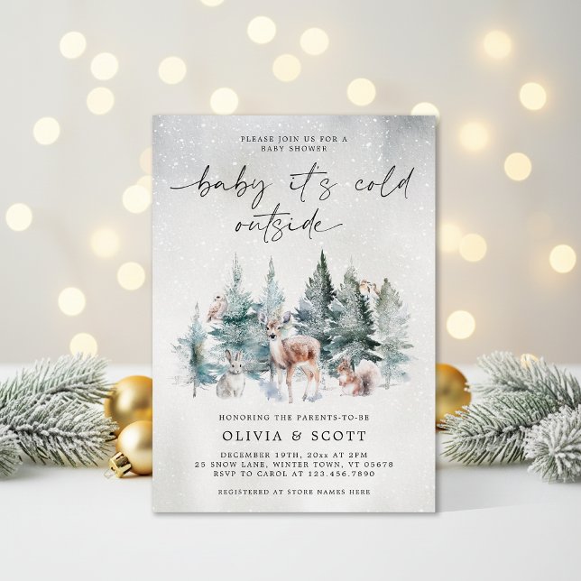 Winter Woodland Baby It's Cold Outside Baby Shower Invitation (Creator Uploaded)