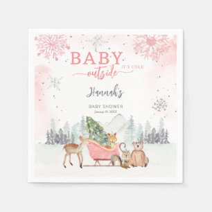 Winter Woodland Baby It's Cold Outside Baby Shower Napkin