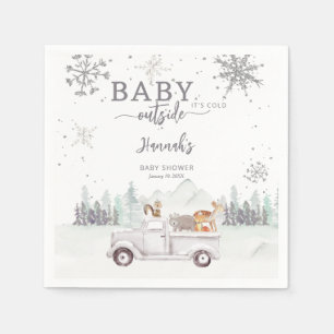 Winter Woodland Baby It's Cold Outside Baby Shower Napkin