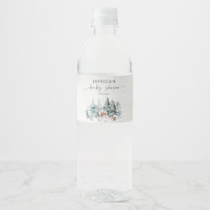 Winter Woodland Baby It's Cold Outside Baby Shower Water Bottle Label