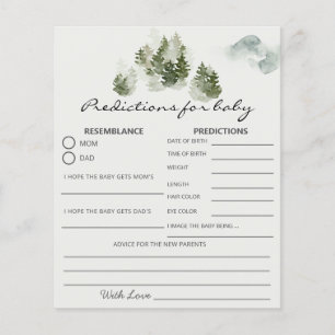 Winter Woodland Baby Predictions Card