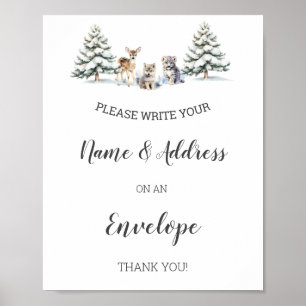 Winter Woodland Baby Shower Address An Envelope Poster