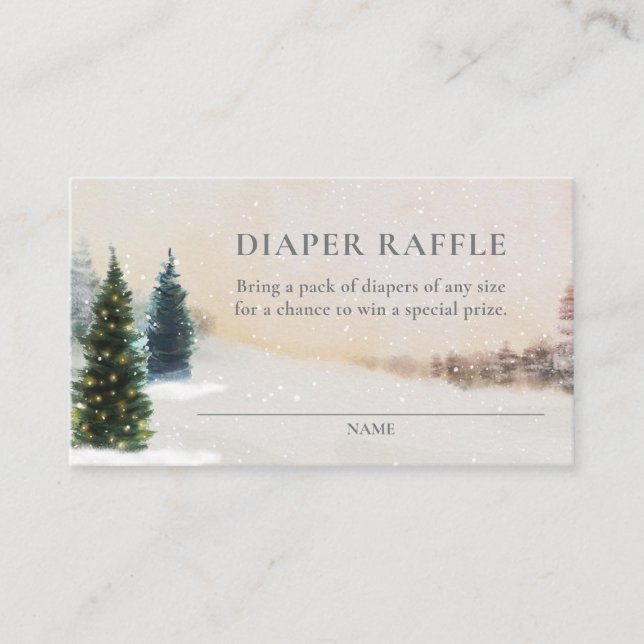 Winter Woodland Baby Shower Diaper Raffle Ticket Enclosure Card (Front)