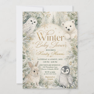 Winter Woodland Baby Shower Invitation