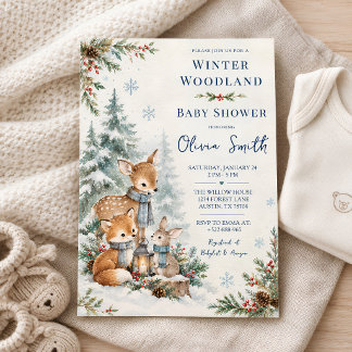 Winter Woodland Baby Shower Invitation