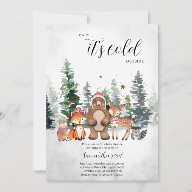 Winter Woodland Baby Shower Invitation (Front)
