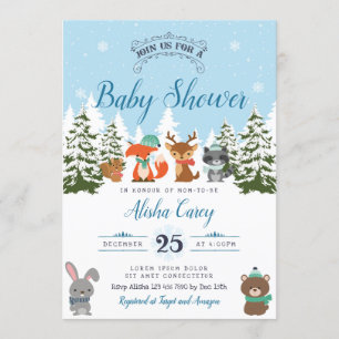 Winter Woodland Baby Shower Invitation