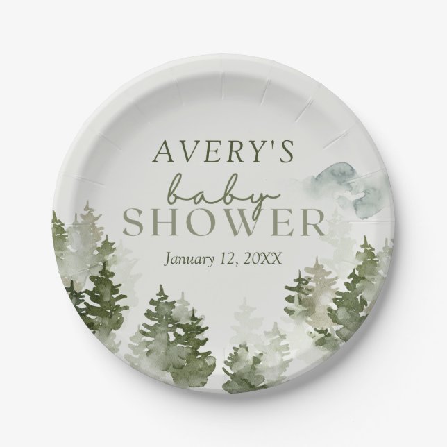 Winter Woodland Baby Shower  Paper Plate (Front)