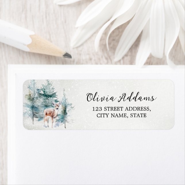 Winter Woodland Baby Shower Return Address Label (Insitu)