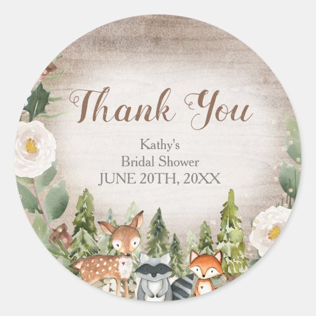 Winter Woodland Baby Shower Thank You Sticker (Front)