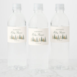 Winter Woodland Baby Shower Water Bottle Label