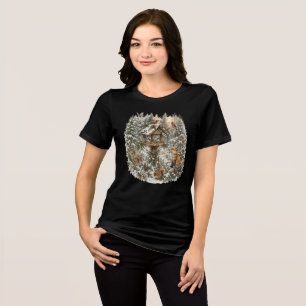 Winter Woodland Birdhouse Wildlife Art Tri-Blend Shirt