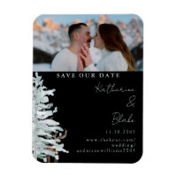Winter Woodland Black Wedding Photo Save our Date
