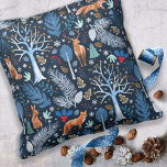 Winter Woodland Blue/Gold ID785 Cushion<br><div class="desc">This original throw pillow pattern features an eye-catching colour palette in shades of blue and gold. The sophisticated charm of this design is not just for kids or Christmas; the winter wonderland of animals and foliage gives this pattern a modern, contemporary vibe. Watercolor graphics include deer, fox and rabbit surrounded...</div>