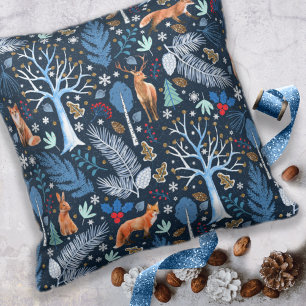 Winter Woodland Blue/Gold ID785 Cushion