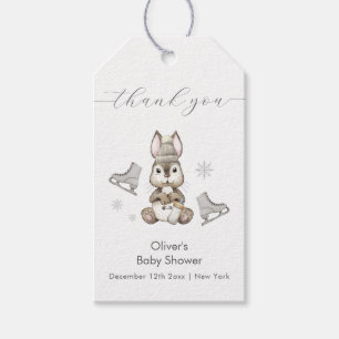 Winter Woodland Bunny Ice Skate Baby Shower Gift Tags