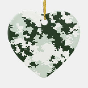 Winter Woodland Camo Ceramic Tree Decoration
