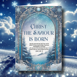 Winter Woodland Christian Bible Verse Christmas  Holiday Card