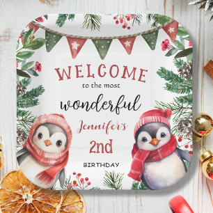 Winter Woodland Christmas 2nd Birthday Paper Plate
