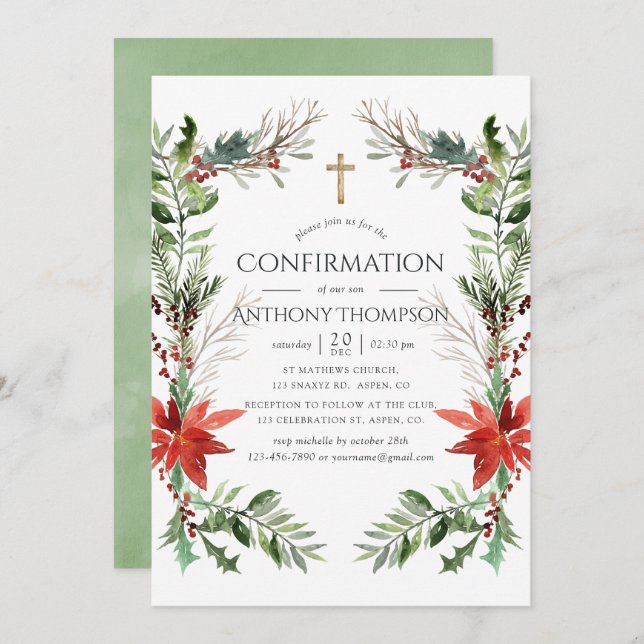 Winter Woodland Christmas Confirmation Invitation (Front/Back)