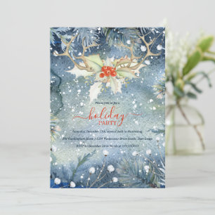 Winter Woodland Christmas Holiday Party Invitation