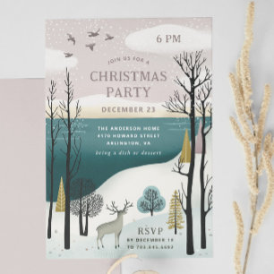 Winter Woodland Christmas Party   Nordic Forest Invitation