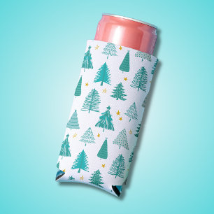 Winter Woodland Christmas Tree Seltzer Can Cooler