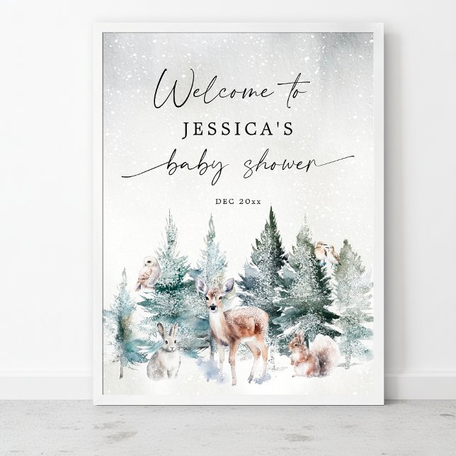 Winter Woodland Cold Outside Baby Shower Welcome Poster (Creator Uploaded)