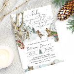 Winter Woodland Cute Animals Baby Shower Invitation<br><div class="desc">This winter woodland design is a unique baby shower invitation and is great for welcoming your friends and family to celebrate your bundle of joy. The design is perfect for the winter or Christmas-themed shower and features watercolor artwork of a snow-covered forest with cute animals and the phrase: "Baby it's...</div>