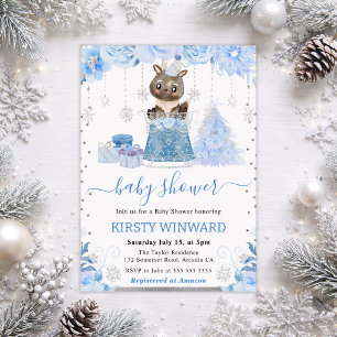 Winter Woodland Deer Baby Shower Invitation