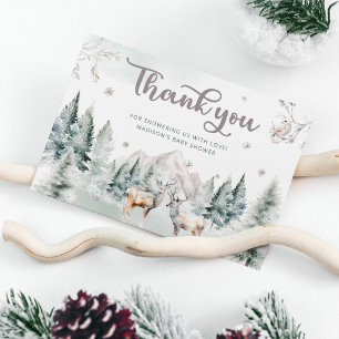 Winter Woodland Deer Baby Shower Thank You Card