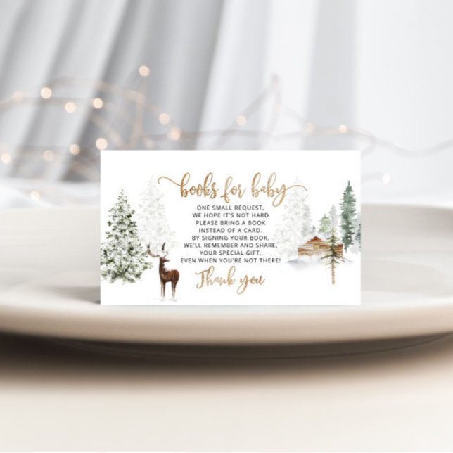 Winter woodland deer books for baby ticket enclosure card (Creator Uploaded)