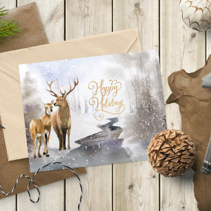 Winter Woodland Deer Happy Holidays Photo