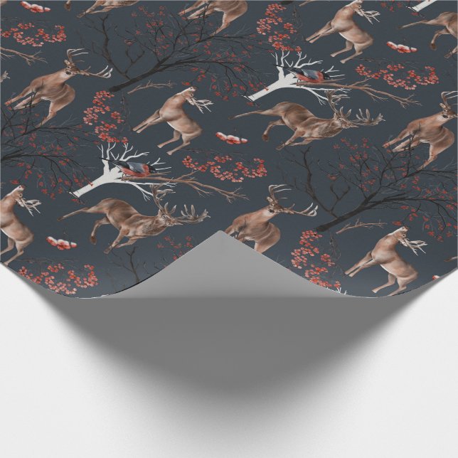 Winter Woodland Deer Holiday Christmas Wrapping Paper (Corner)