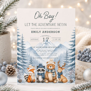 Winter Woodland Forest Animals Baby Shower Invitation