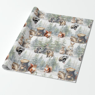 Winter Woodland Forest Baby Animals Wrapping Paper