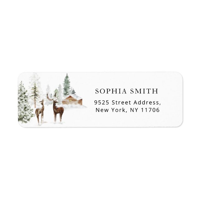 Winter woodland forest cosy Return Address  Label (Front)