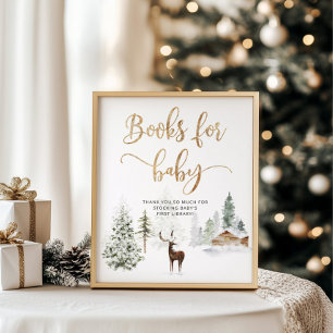 Winter woodland forest deer Books for baby Poster