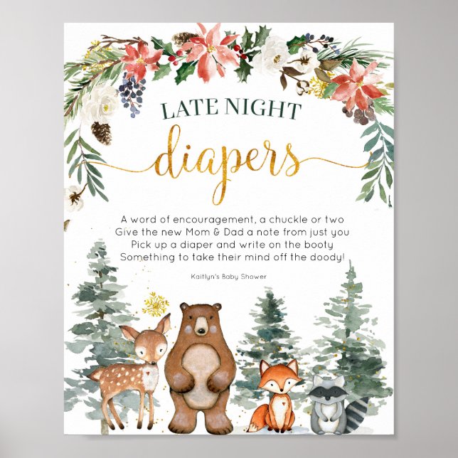 Winter Woodland Forest Late Night Diapers Poster (Front)