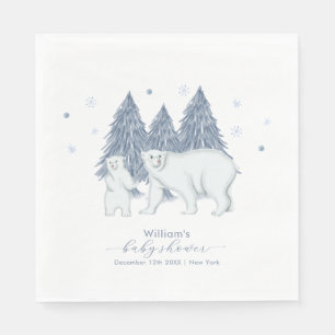 Winter Woodland Forest Polar Bear Baby Shower Napkin
