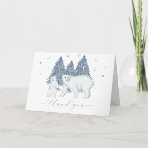 Winter Woodland Forest Polar Bear Baby Shower  Thank You Card