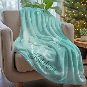 Winter Woodland Forest Snowflake Personalised Sherpa Blanket