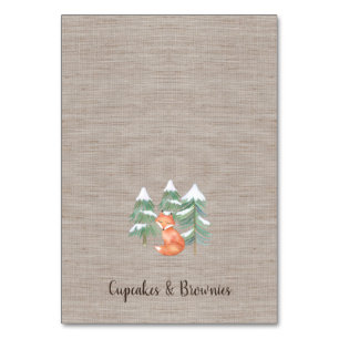 Winter Woodland Fox Buffet Food Labels Table Number