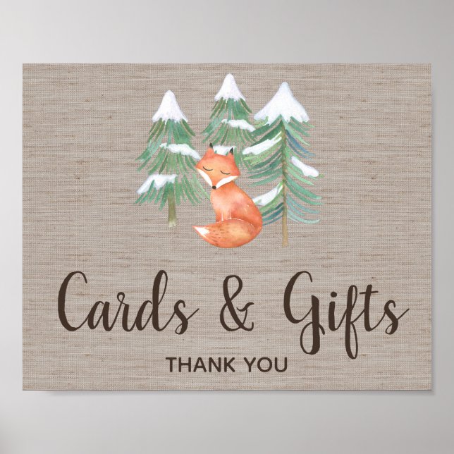 Winter Woodland Fox Cards and Gifts Sign (Front)